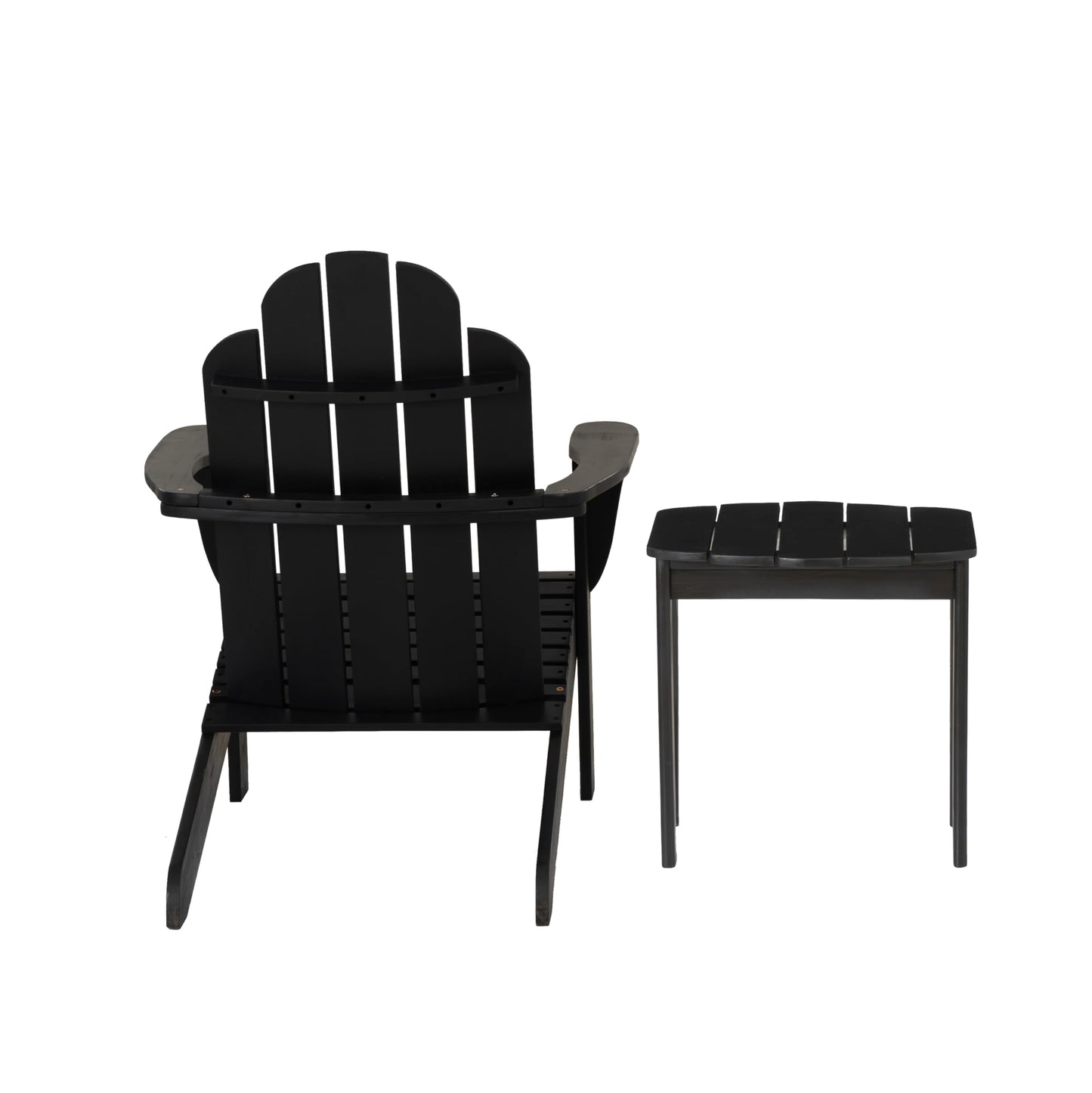Linon Jayce Black Solid Wood Adirondack Two Piece Chair and Side Table Set