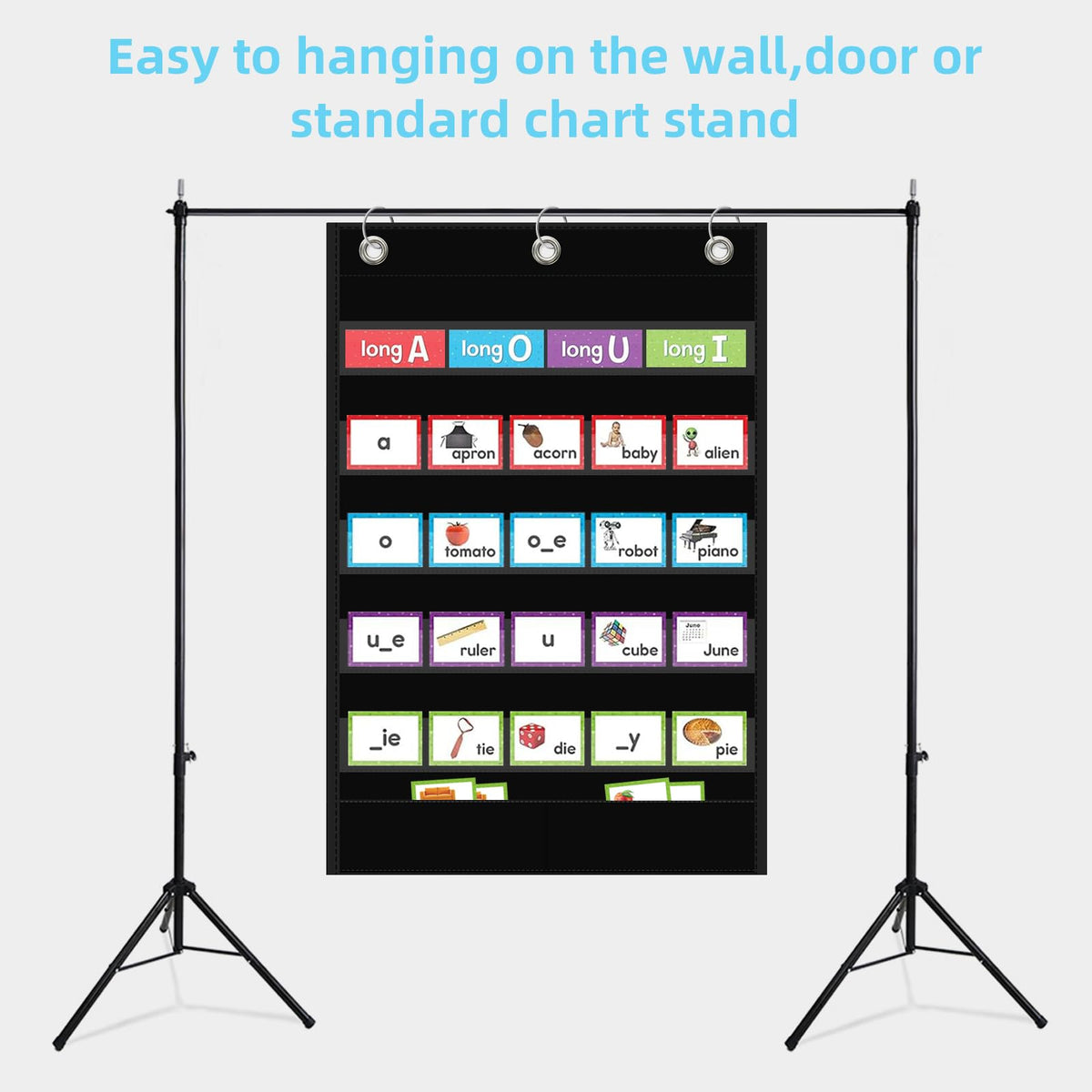 ANCOMEDO 5+1 Pockets Standard Pocket Chart, Clear 5 Pockets Words Chart with Extra Storage Pocket for School Home Office Use,Standard Size:25.2” x 17” Letter Cards, Word Wall and Sentence Strips.