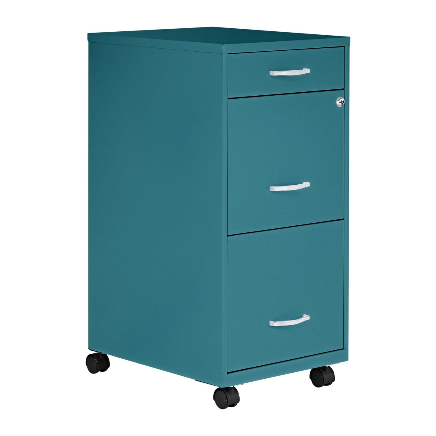 Lorell LYS SOHO Box/File/File Teal Mobile Cabinet, 3 Drawer
