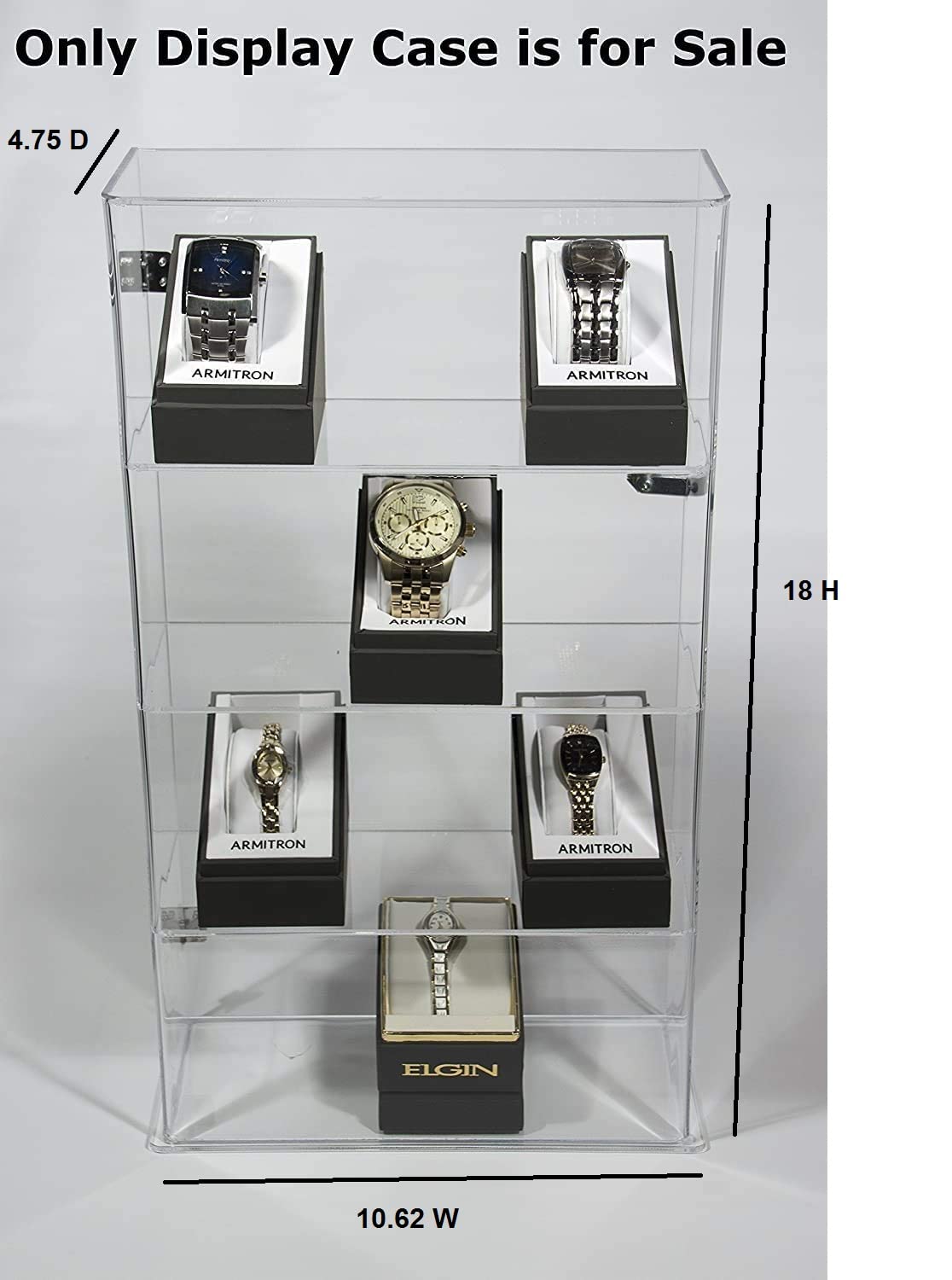 4 Tier Transparent Acrylic Display Case with Lock,Clear Show Case for Collectible, Vertical Curio,See-Through Locking Cabinet,Dustproof Protection 10.25 x 4.25 x 18.25 Inches