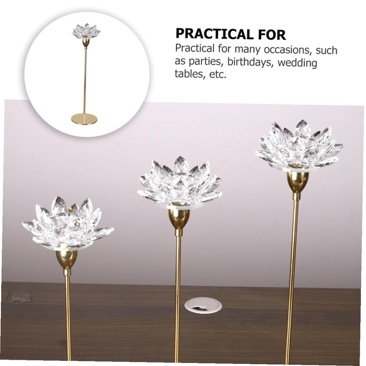 HOOTNEE Modern Metal Crystal Lotus Candle Holder Small Decorative Wedding Candlestick for Dining Room Romantic Home Décor