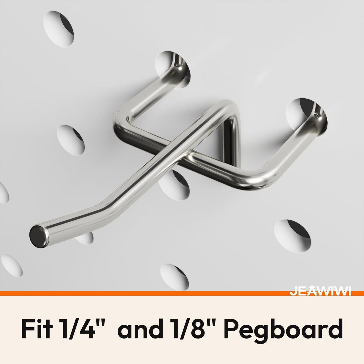 JEAWIWI 50 Pack 2 Inch Metal Pegboard Hooks, Fit 1/4 in and 1/8 in Peg Board Organizer Accessories, for Hanging Storage, Garages, Tool Sheds, Basements