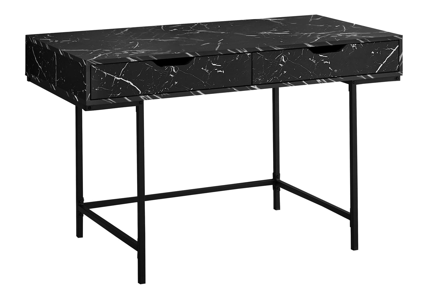 Monarch Specialties I 7552 Computer Desk, Home Office, Laptop, Storage Drawers, 48" L, Work, Metal, Laminate, Black Marble Look, Contemporary, Modern
