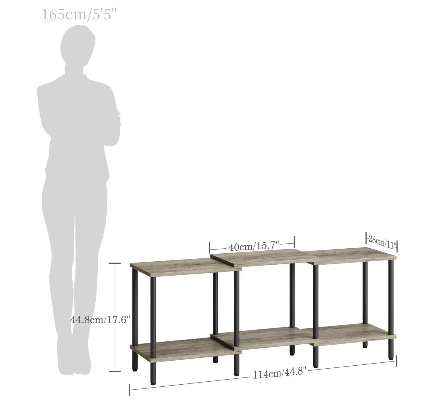 YAUKTAK TV Stand, Entertainment Center, Industrial TV Media Console Table with Open Storage Shelves, 2 Tier TV Cabinet for Living Room, Bedroom LTS107Q