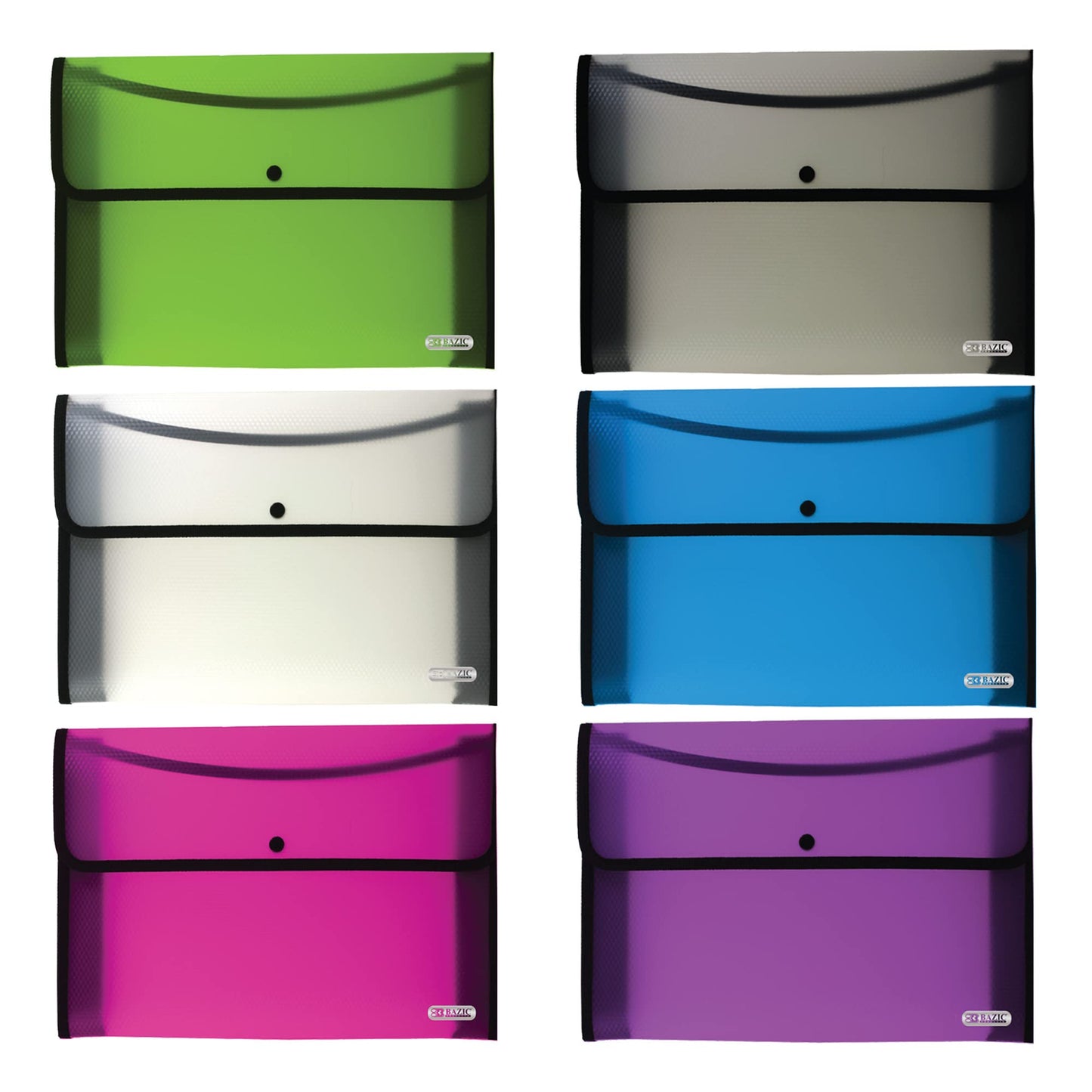 BAZIC Products Square Flap Document Holder, A4/Letter Size, Flexible Poly Shell, for School Office Documents, Case of 72