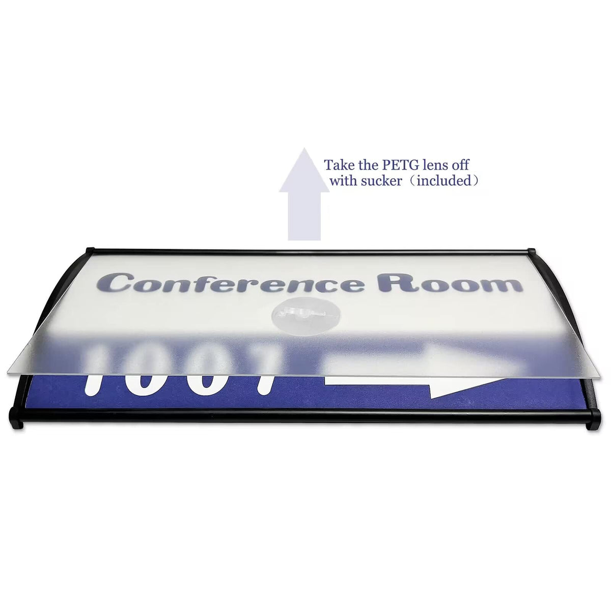 Set of 5 –Sturdy & Elegant Black Aluminum Wall Mount Name Plate Holder, Office Business Door Curved Sign Holder with Adhesive Tape, 8” X 4” - Plastic Film Included, Paper Inserts NOT Included