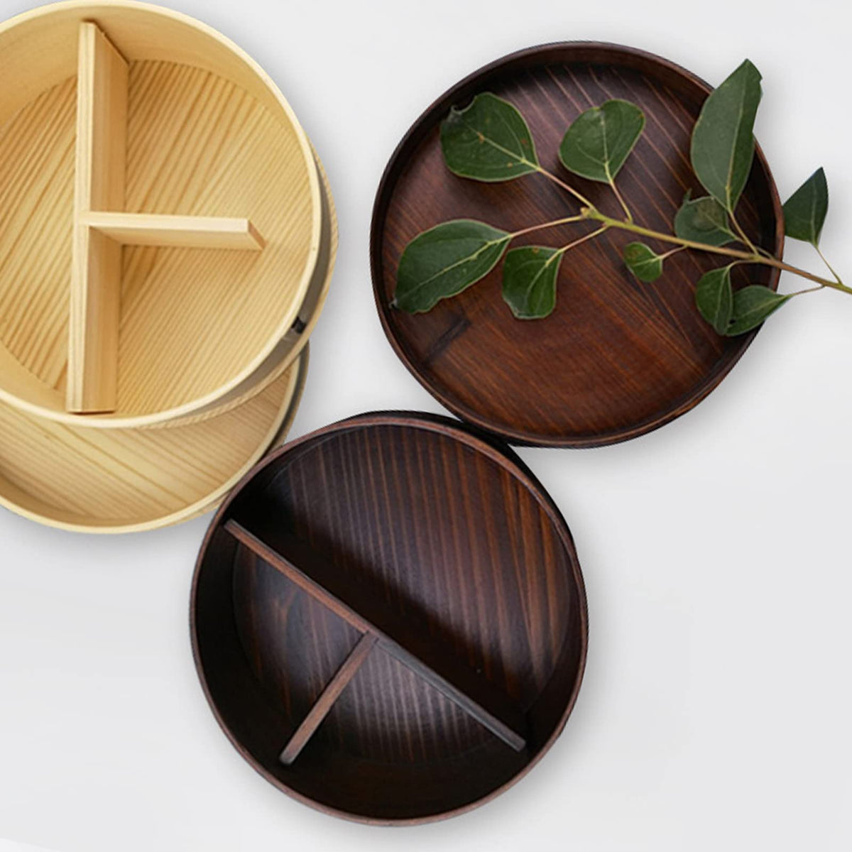 Niiyen Lunch Box Wood Bento Box Round Food Container Snack Organizer Single Level Wooden Storage Box For Office Home Camping Picnic