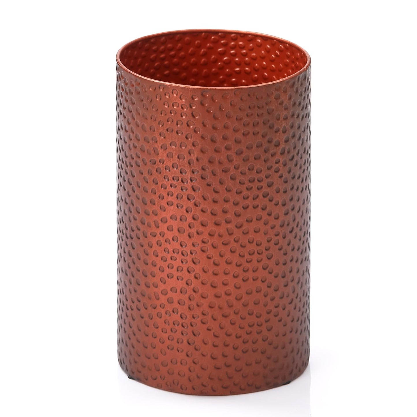 Wenbery Hand-Hammered Antique Copper Metal Trash Can, Small Decorative Wastebasket for Bathroom, Bedroom, Office, Kitchen & Dorm - Durable Round Garbage Bin, 7" W X 7" L X 12" H