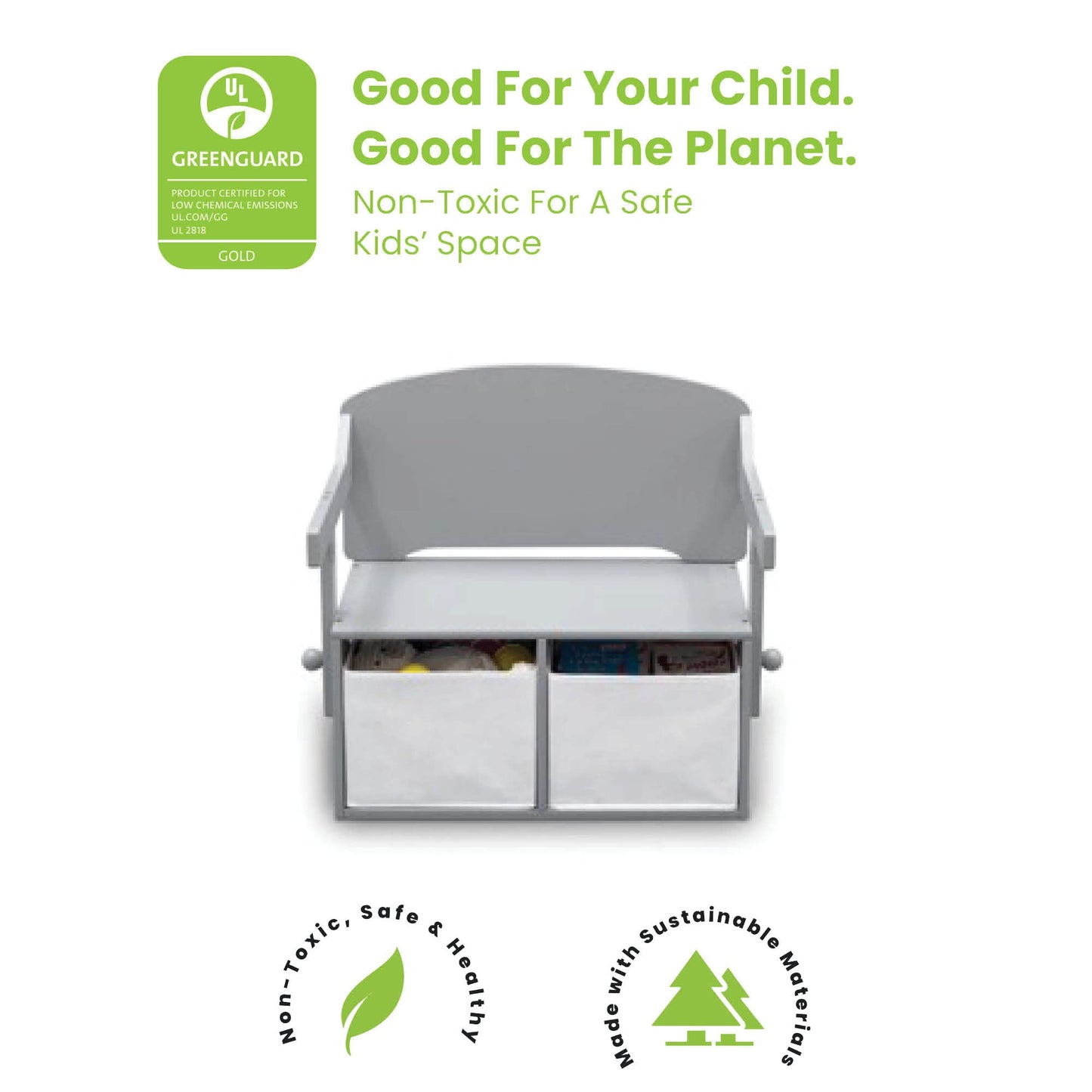 Delta Children MySize Kids Convertible Activity Bench - Greenguard Gold Certified, Grey