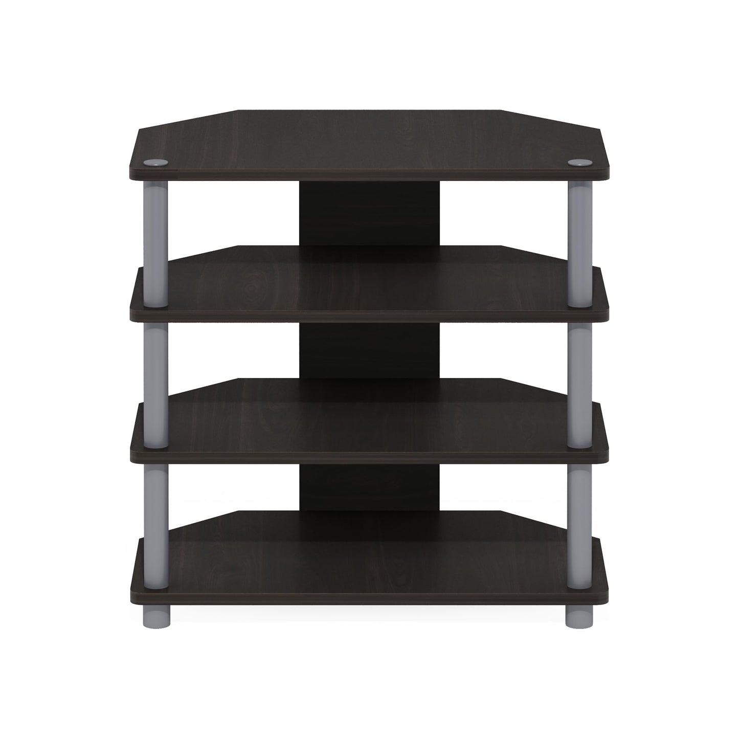 Furinno Turn-N-Tube Easy Assembly 4-Tier Petite Entertainment Center / TV Stand / TV Unit / TV Desk, Espresso/Grey