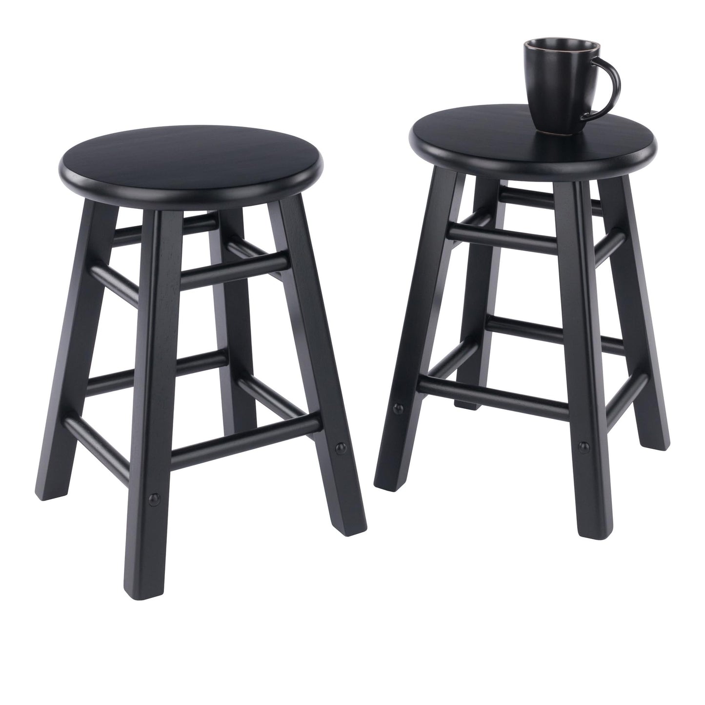 Winsome Element 2-Piece Counter Stool Set, Classic Backless Bar Chairs for Kitchen & Dining Room Seating, Timeless Essential Furniture for Home, Dorm, Apartments
