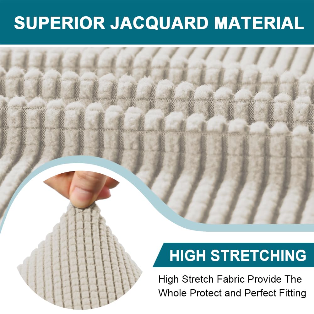 Turquoize Stretch Chesterfield Sofa Covers for Living Room Soft Sofa Couch Covers for 3 Cushion Couch Non-Slip Sofa Slipcover for Dogs Furniture Protector Feature Jacquard Fabric (Sofa, Island Fossi)