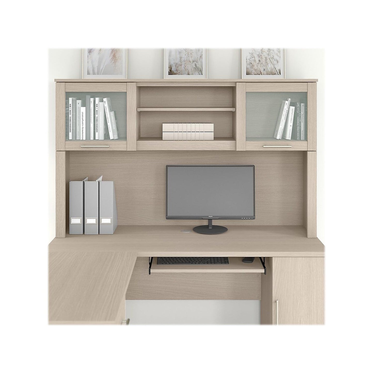 Bush Home Somerset 60W Desk Hutch in Sand Oak