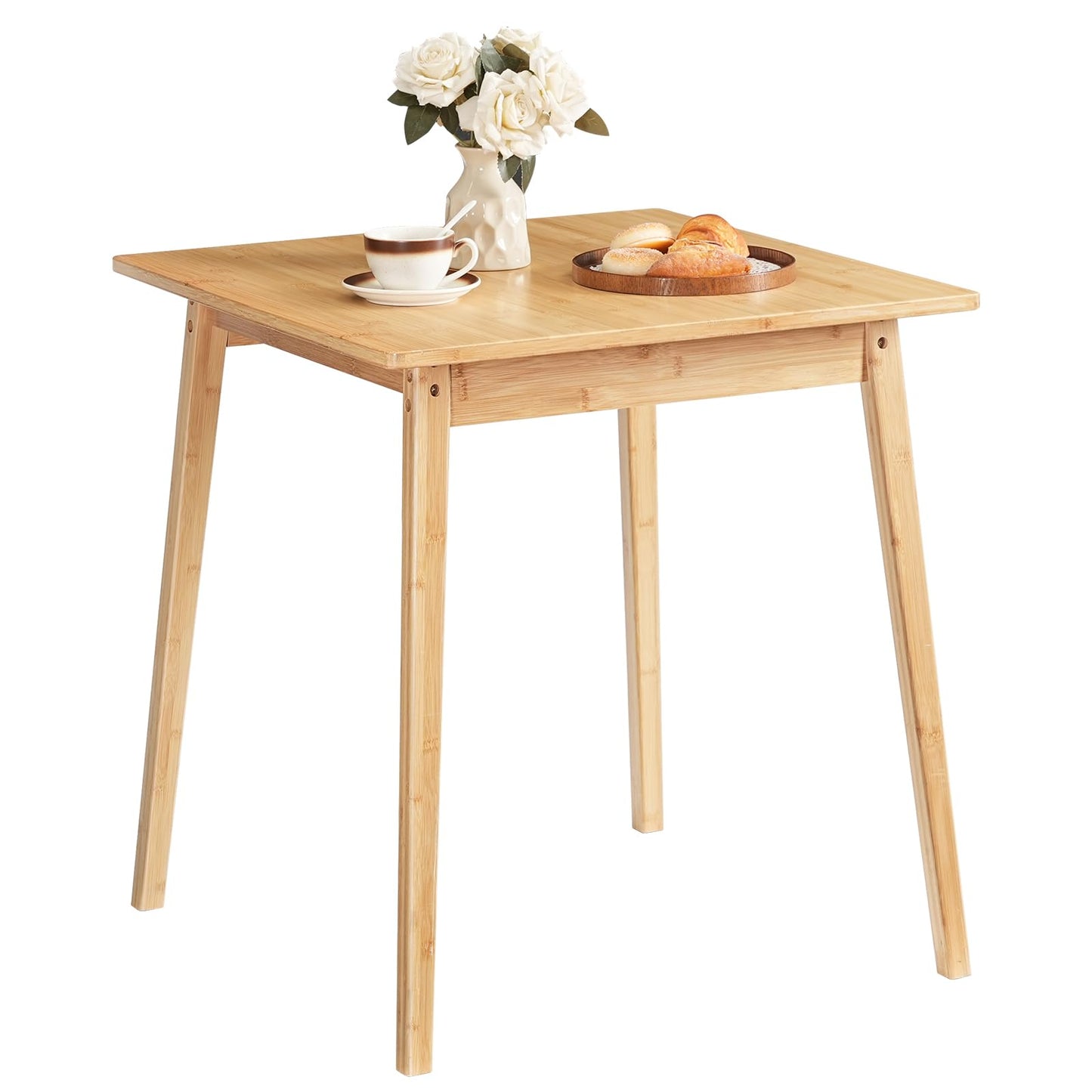 HOOBRO Bamboo Dining Table, Square Dining Table for 2, 27.6" Kitchen Table for Small Space, Writing Table, Easy to Assemble, for Dining Room, Living Room, Office, Kitchen, Natural YL70CZ01G1