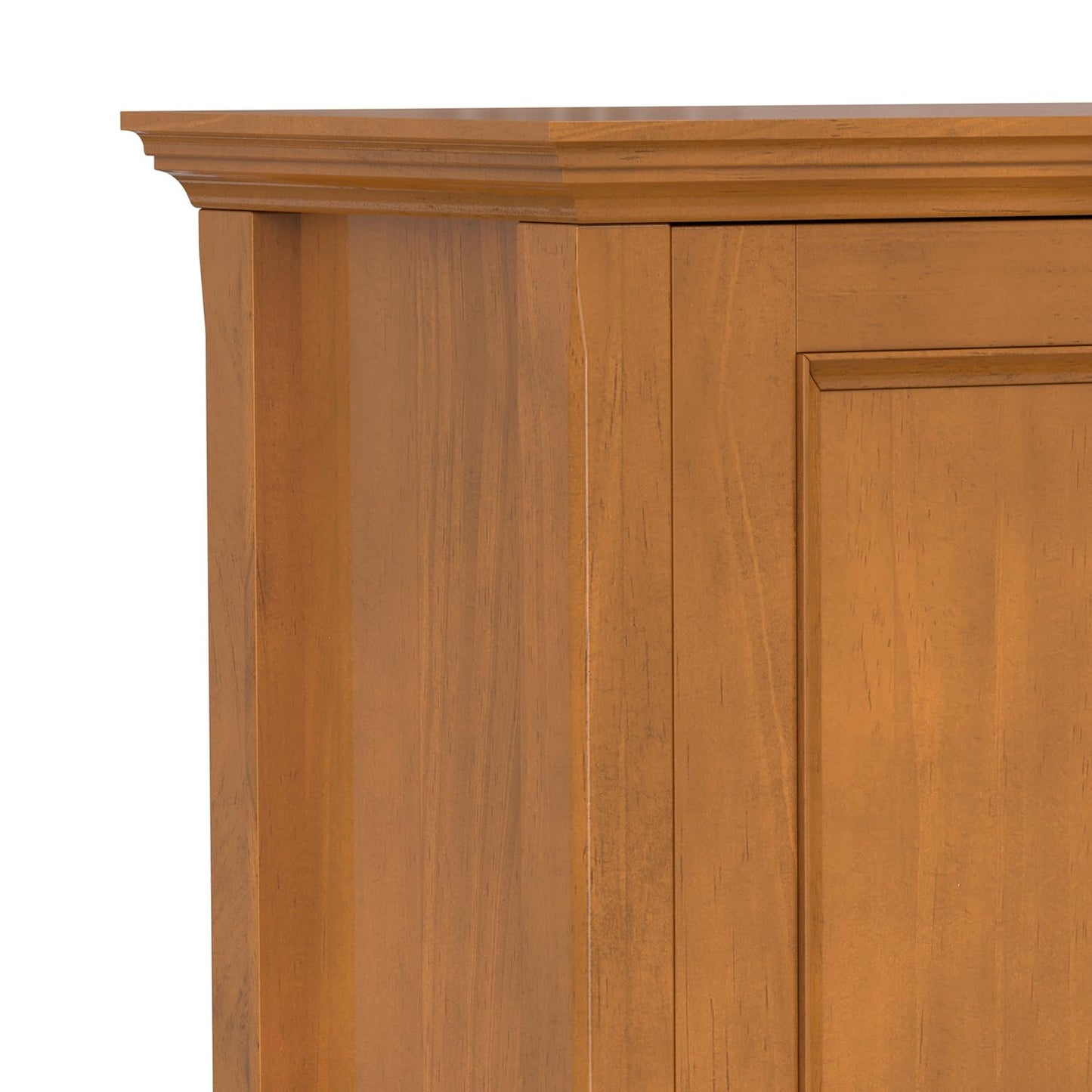 SIMPLIHOME Amherst Storage Cabinet - 32 inch Wide Solid Wood 2-Shelf Low Storage Unit in Light Golden Brown, Transitional Console or Accent Cupboard for Living Room or Entryway with Adjustable Shelves