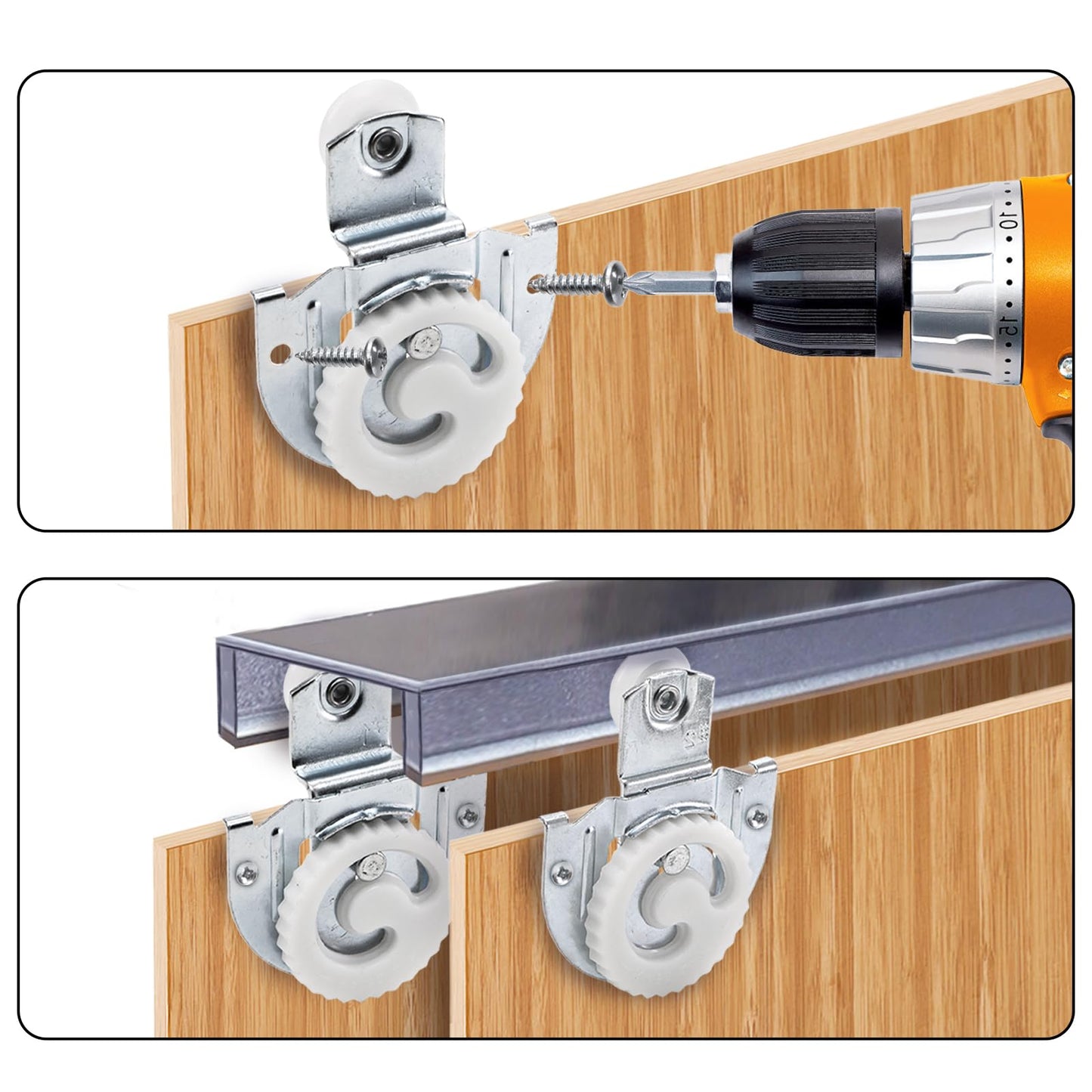 Nagpew Closet Door Roller, Adjustable, 24 Pack Screws, 12 Pieces