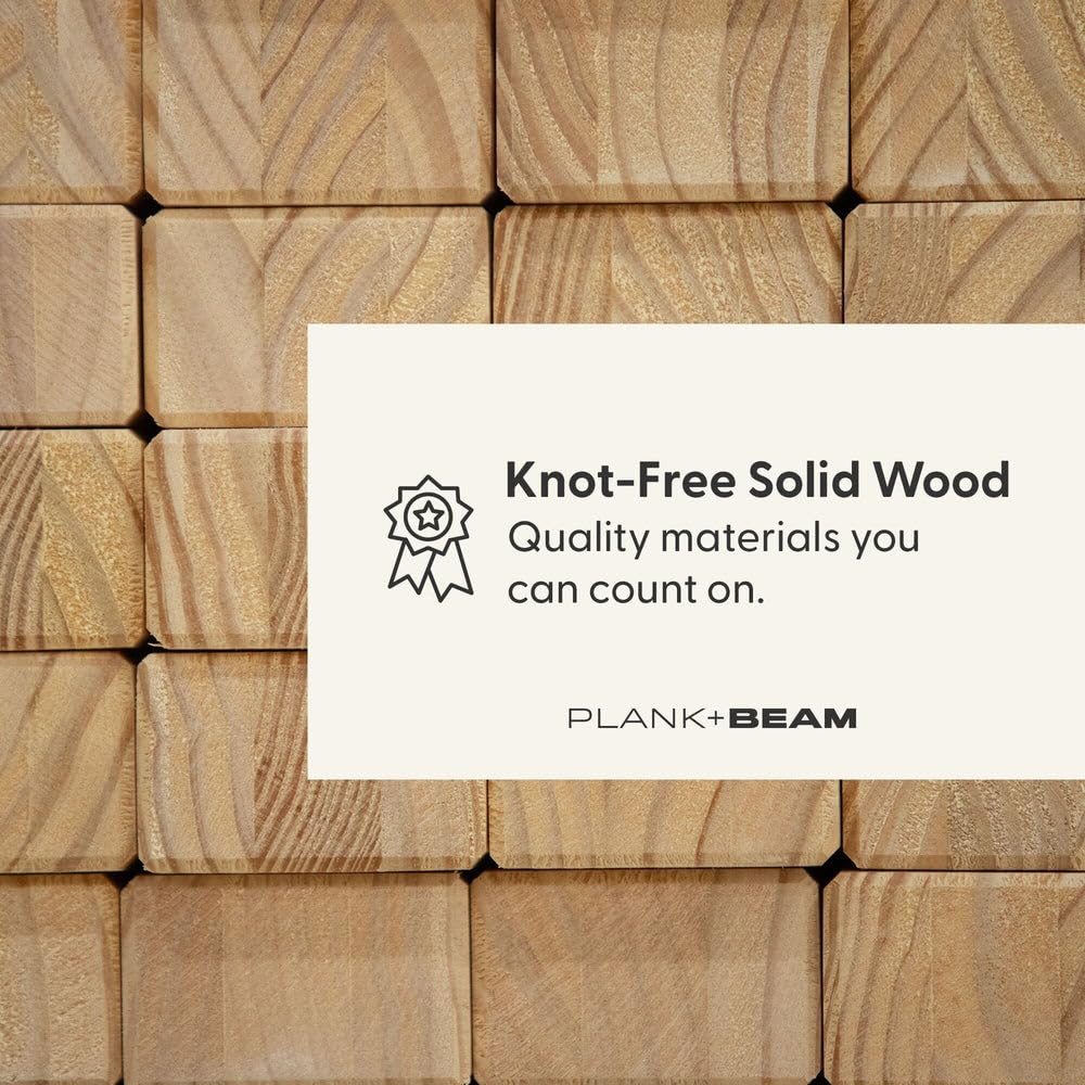 Plank+Beam 60 Inch Farmhouse Dining Bench, Solid Wood Entryway Bench, Wooden Outdoor Bench, Kitchen Dining Seat, Dining Room, Home Office, Living Room Furniture, Easy Assembly, White Sand Wirebrush