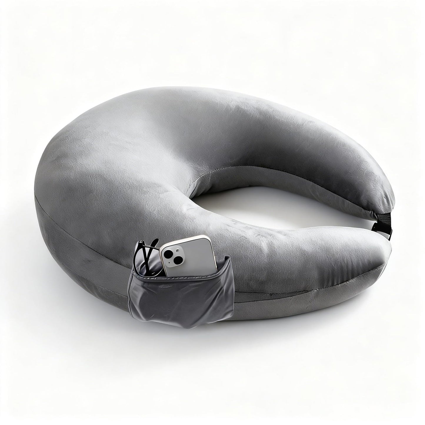 YFYDSMAO Reading Gaming Pillow,Crochet Pillows for Lap Support with Dual Side Pockets, Soft U-Shaped Lap Pillow for Bed Sofa Crocheting,Dark Grey