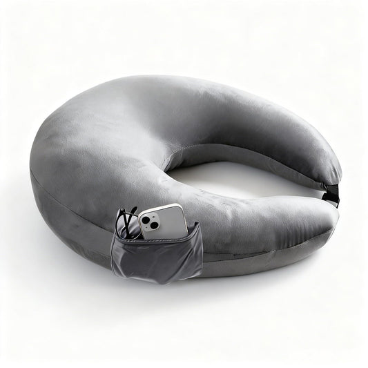 YFYDSMAO Reading Gaming Pillow,Crochet Pillows for Lap Support with Dual Side Pockets, Soft U-Shaped Lap Pillow for Bed Sofa Crocheting,Dark Grey