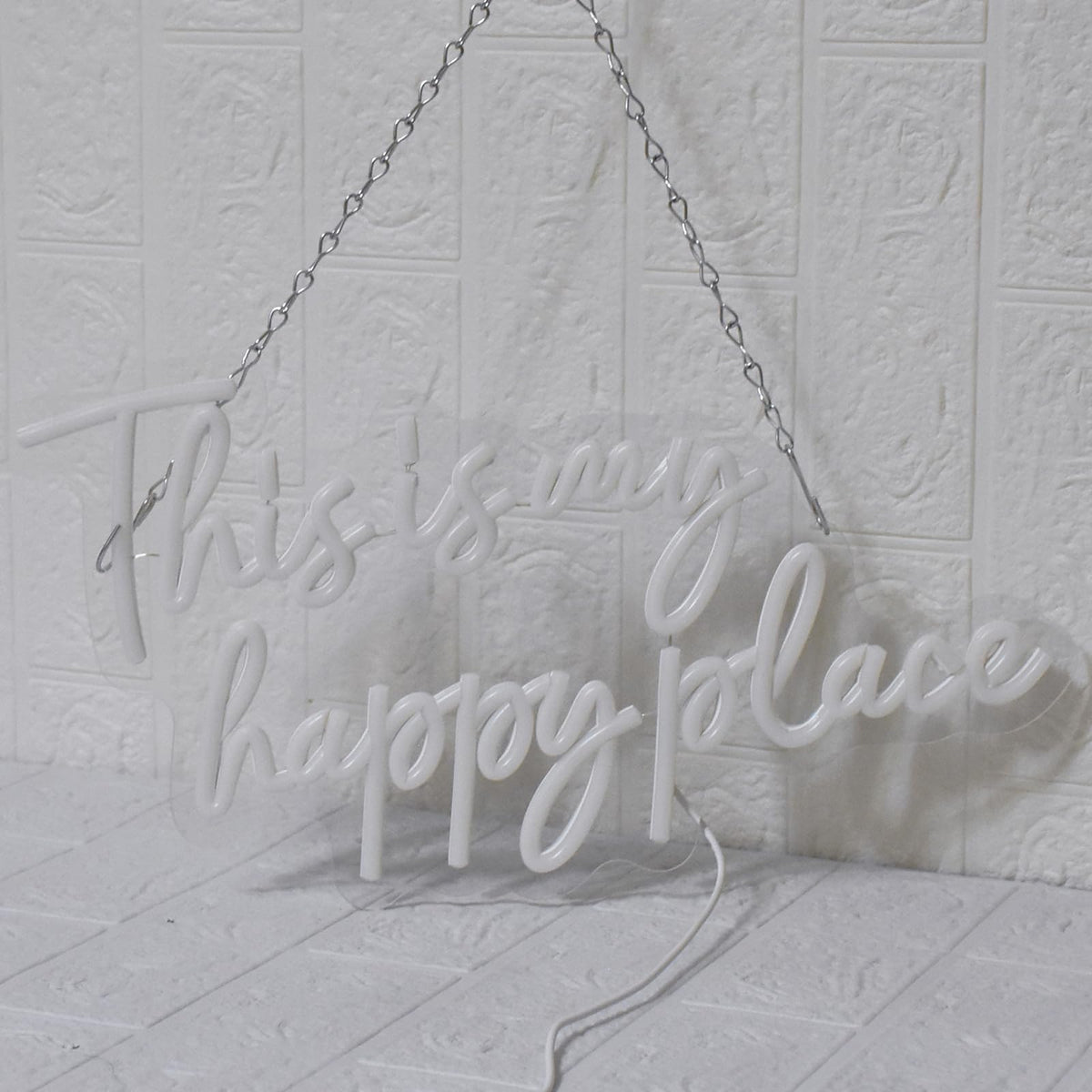 UExnkj-Y This is My Happy Place Neon Sign, Warm White Neon Lights for Wall Decor, Happy Place Signs for Wall Decor, USB Dimmable Led Light Up for Bedroom Classroom Man Cave Home Bar