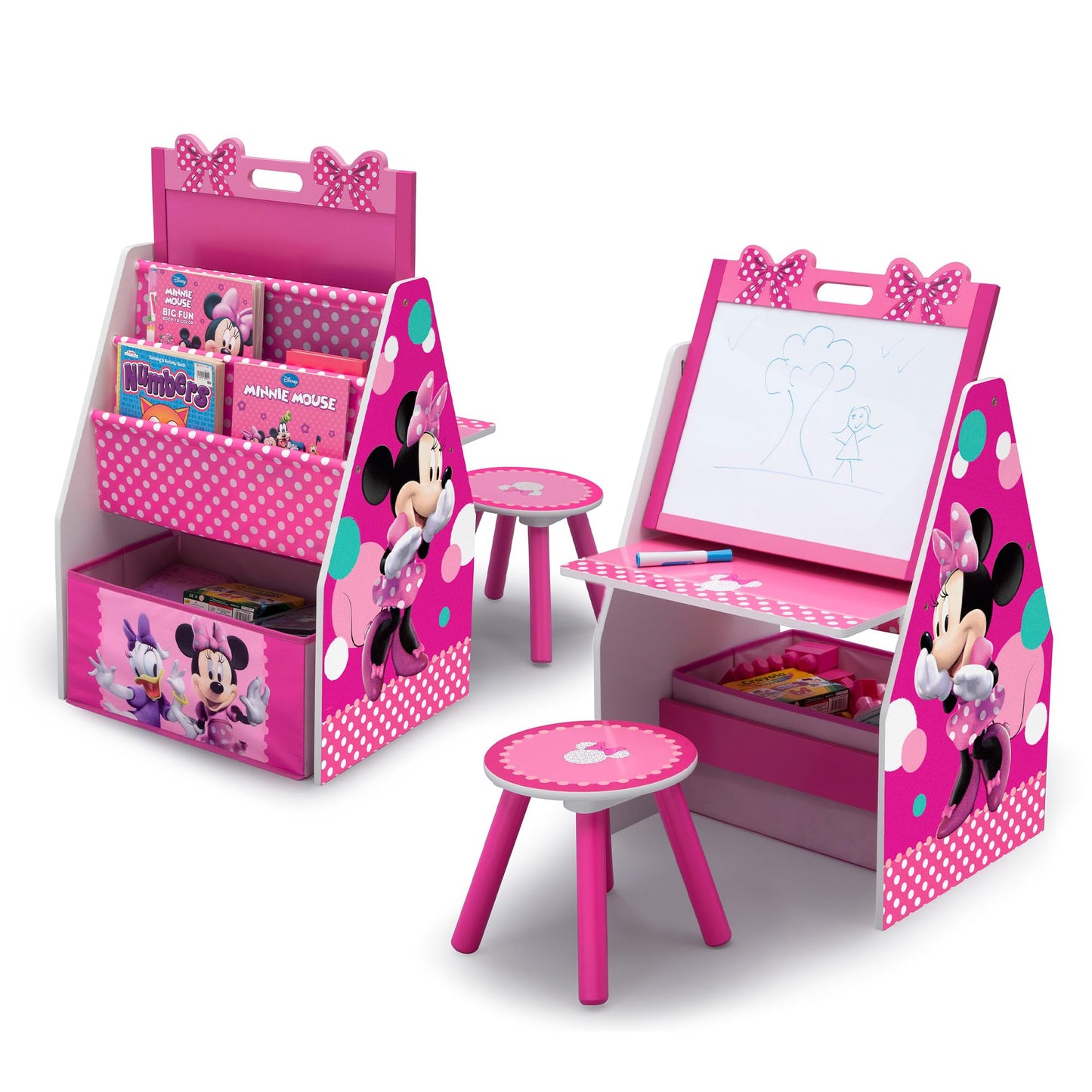 Delta Children Deluxe Kids Art Table | Easel, Desk, Stool, Toy Organizer, Disney Minnie Mouse