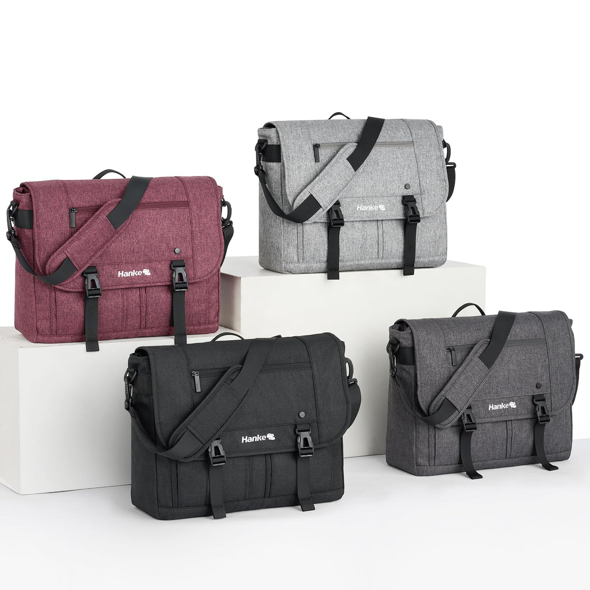 Hanke Durable Messenger Bag for Men with 15.6 Laptop Case, Business Cross Body Bag Briefcase for Women,School or Work Tote Bag Large Messanger Bag.（Dark Grey）