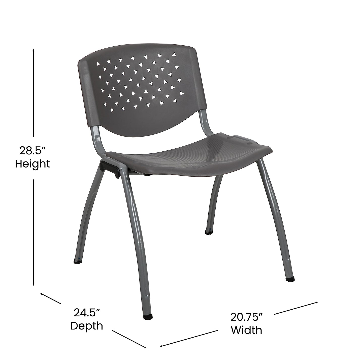 Flash Furniture HERCULES -5 Pack 880 lb. Capacity Gray Plastic Stack Chair | Comfortable Seating with Durable Design