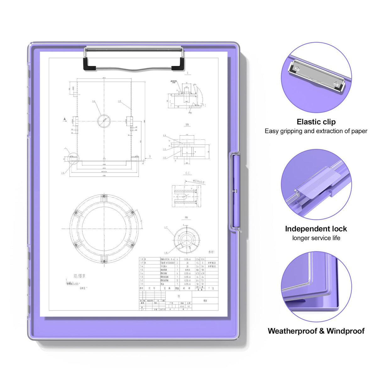 Hongri Clipboard with Storage, Purple 8.5 x 11 Folder Nursing Side Opening, Heavy Duty with Dual Compartment, Smooth Writing for Teachers, Classroom, Size 13.3 x 9.4 x 1.5 in, Office & School Supplies