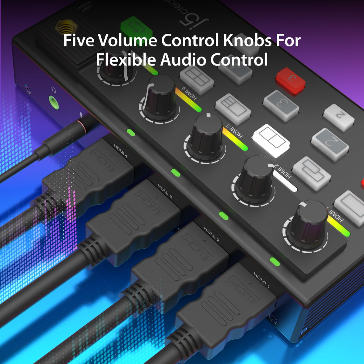 j5create All-in-One Live Streaming Station - Quad HDMI Capture, Audio Mixer, Video Switcher, Plug & Play, for Streaming, Video Conferencing, Teaching, Broadcasting (JVA08)