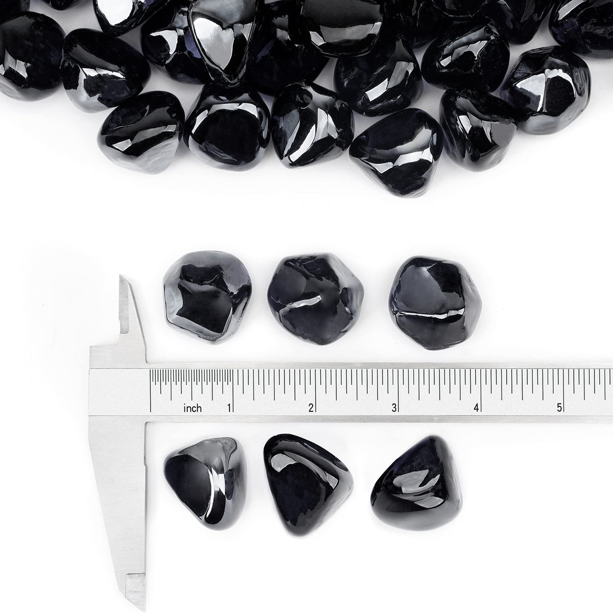 Stanbroil 10-Pound Fire Glass Diamonds - 1/2 inch Luster Fire Glass for Fireplace Fire Pit and Landscaping, Onyx Black Luster