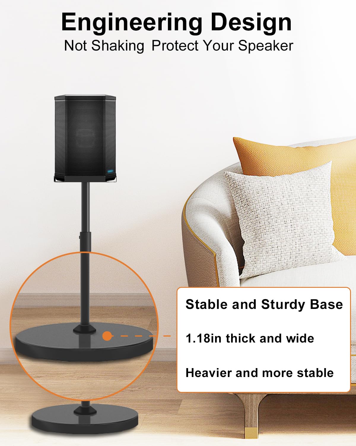 Height Adjustable Speaker Stand for Bose S1 Pro / S1 Pro Plus Floor Stand, Extends 45" to 54", Holds up to 20LBS, Wireless Studio Monitors Heavy Duty Speakers Stands for Bose, Easy to Install, Black
