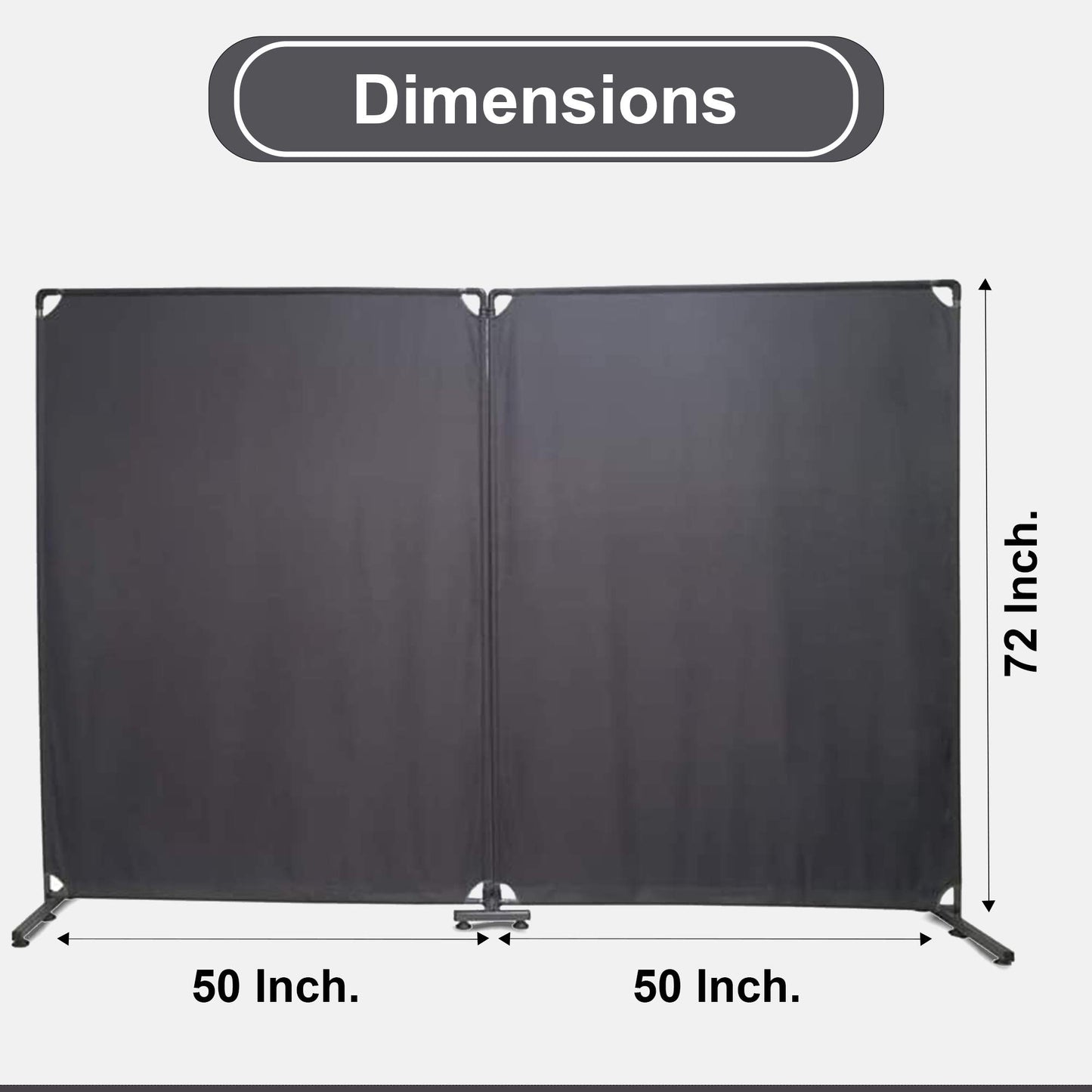 STEELAID Room Divider Office Wall Divider 100'' Gray Partition for Home Office, Restaurant,School, Church, Classroom, Dorm Room, Kids Room, Freestanding & Foldable