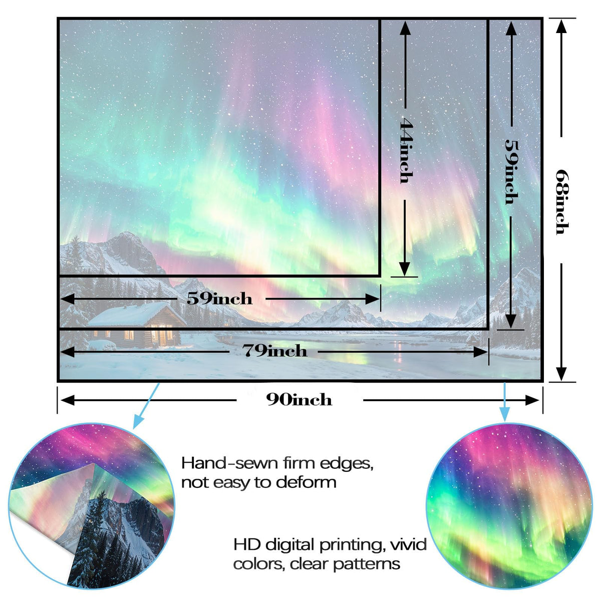 Spenlife Winter Aurora Borealis Cabin Tapestry, Scenic Northern Lights Mountain Wall Hanging for Cozy Bedroom Living Room Decor, 60x44 Inch