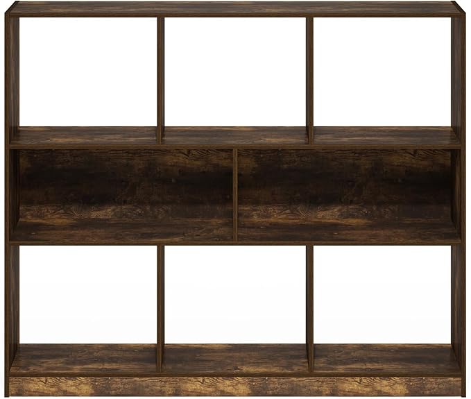Furinno DALY Book Shelf, 8-Cube Bookshelf, Horizontal Cube Storage Organizer