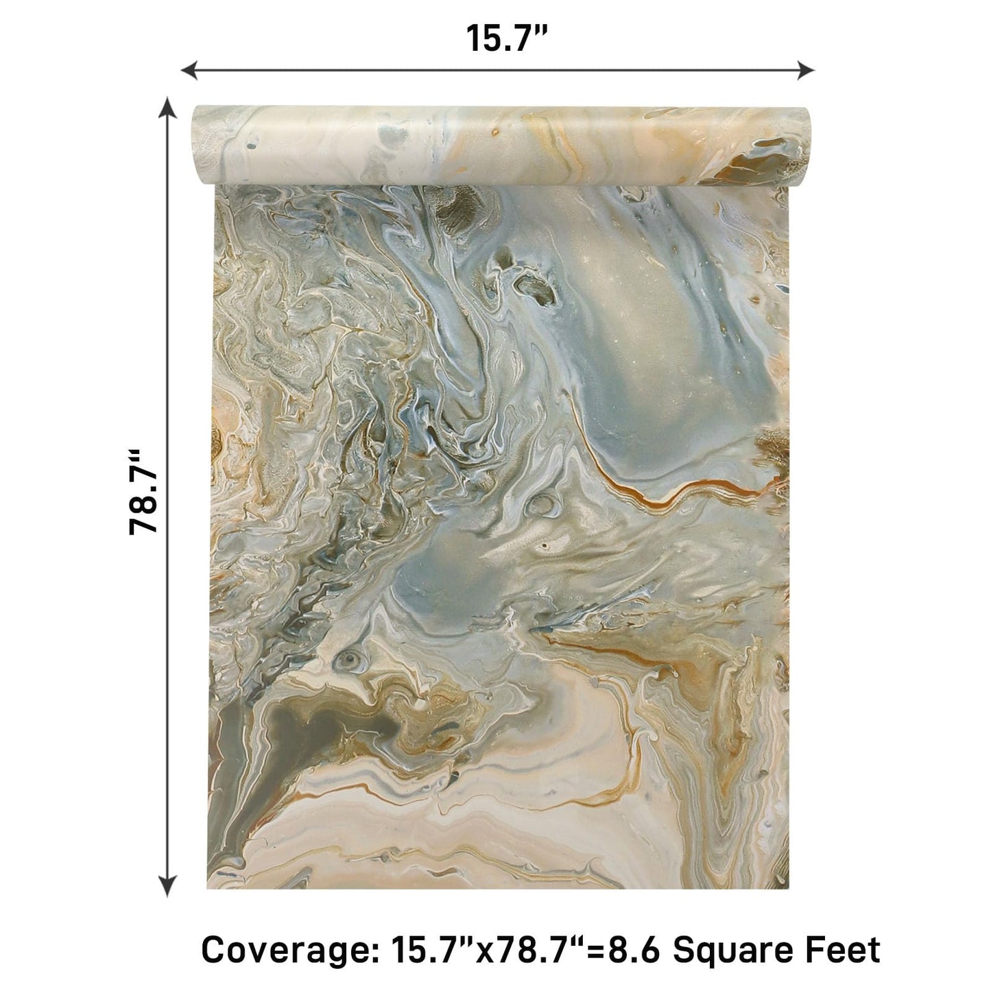VaryPaper 15.7''x78.7'' Luxury Beige Liquid Marble Contact Paper for Countertops Waterproof Matte Marble Wallpaper Peel and Stick Countertop Vinyl Wrap Removable Granite Wallpaper for Kitchen Bedroom
