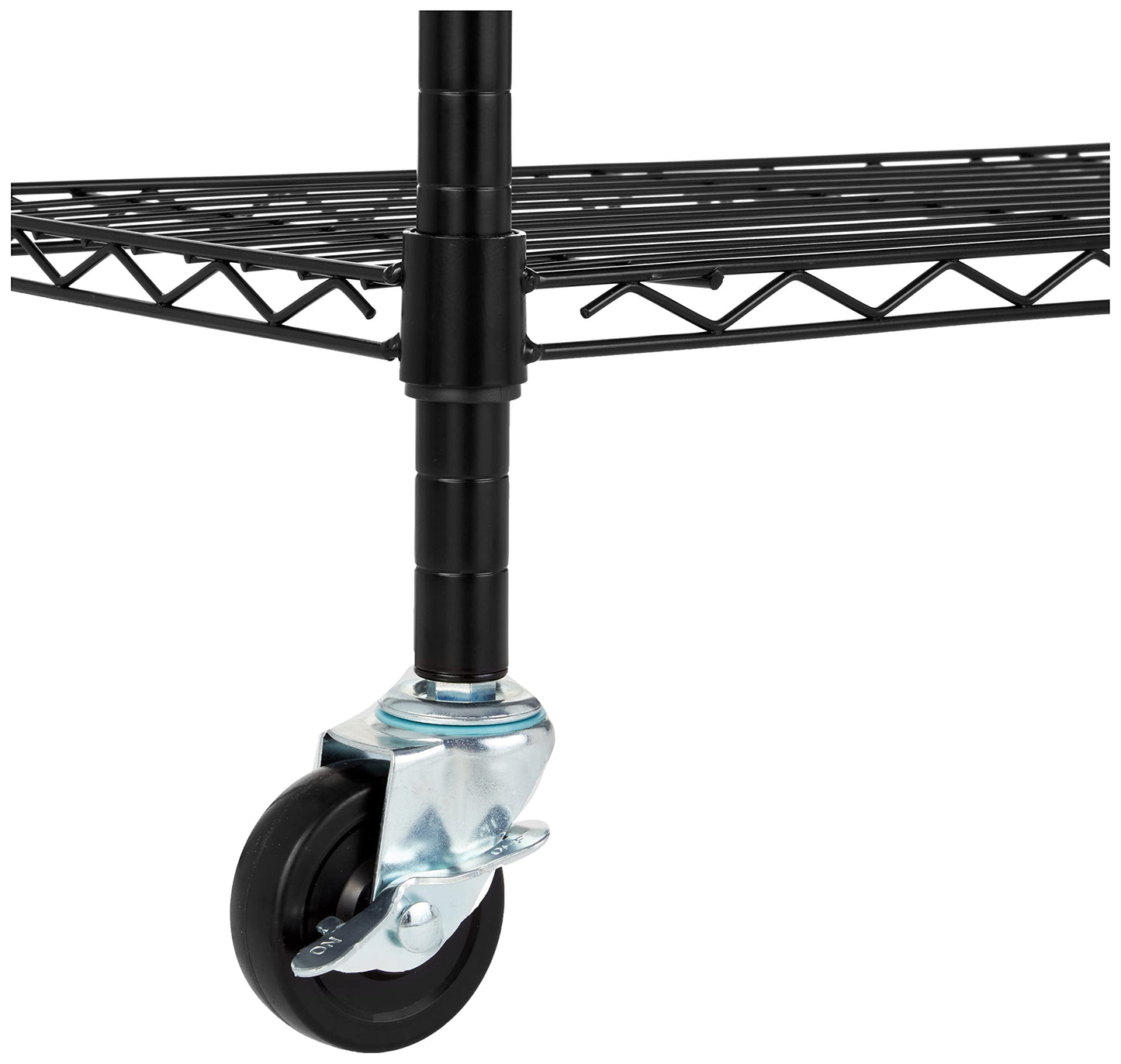 Amazon Basics 4-Shelf Heavy Duty Garage Shelving Storage Unit on 3" Wheel Casters, Adjustable Metal Wire Rack with Leveling Feet, 36" x 14" x 57.75", Black