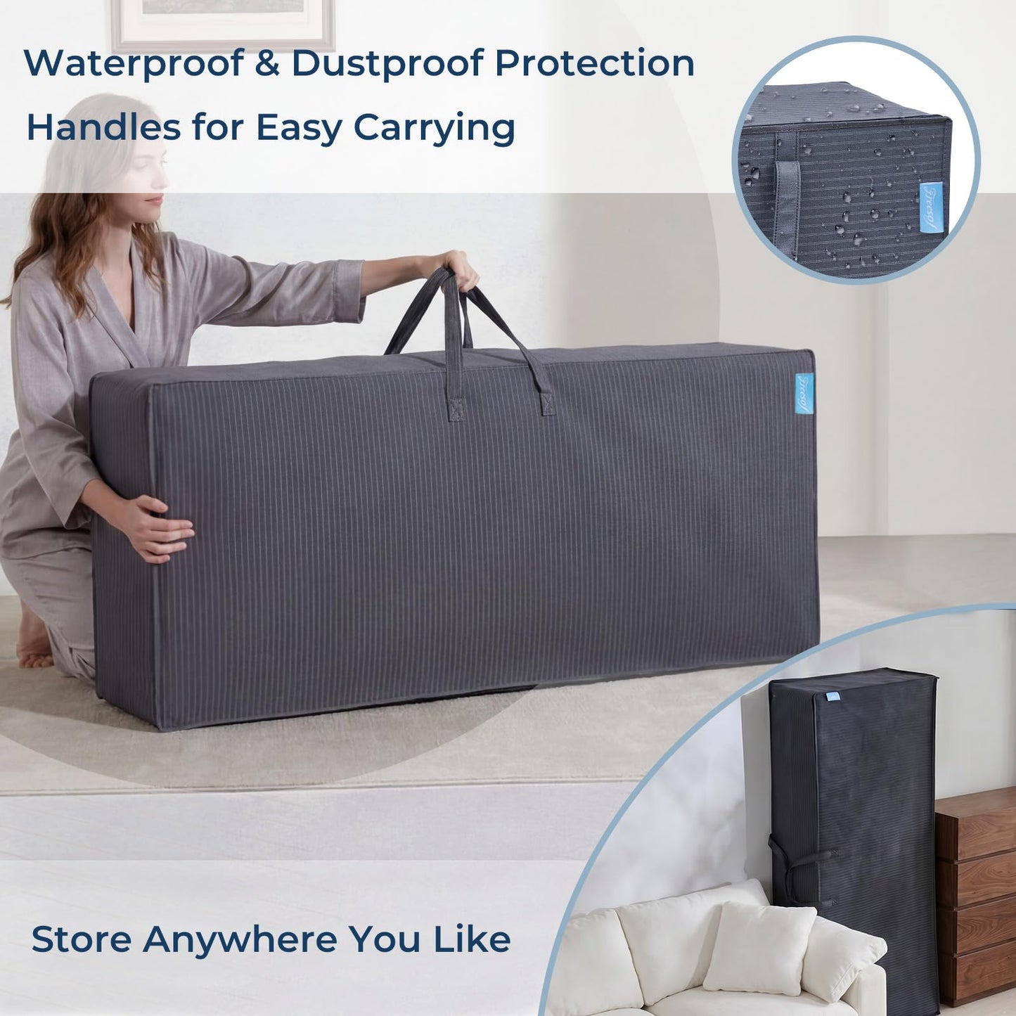 Freesof Odorless Foldable Mattress King Size 80" x 76" x 6", 6 Inch Medium Firm Folding Foam Mattress with Storage Bag, Fiberglass Free Trifold Memory Foam Mattress for RV, Guest Bed