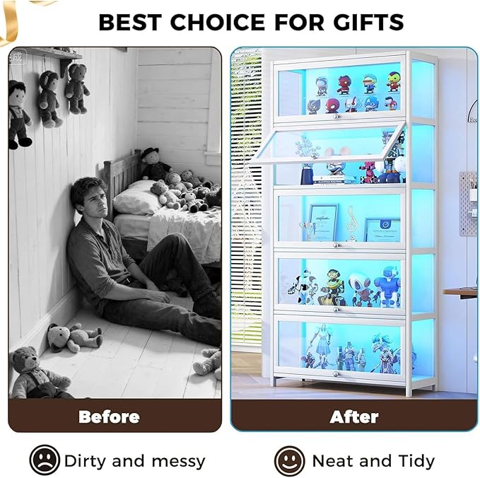 Display Cabinet with Acrylic Glass Doors 67.7'' Tall Curio Cabinet