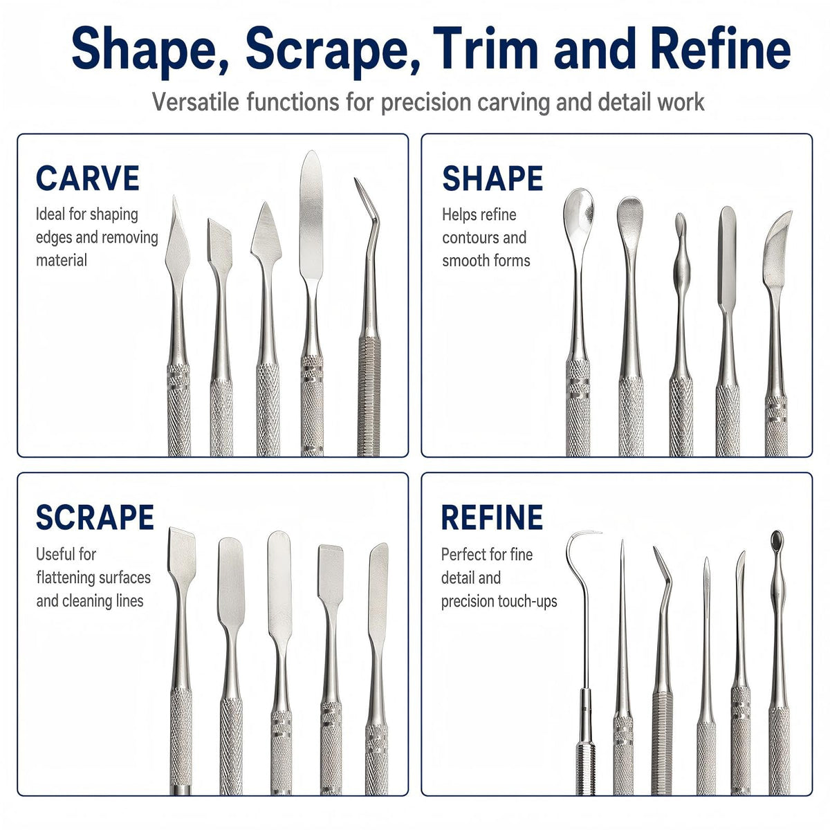 PHYHOO Wax Carvers Set Double Ended Dental Wax Modeling Sculpting Tools Dental Picks Polymer Pottery Clay Carving Tool Stainless Steel 12 Pieces