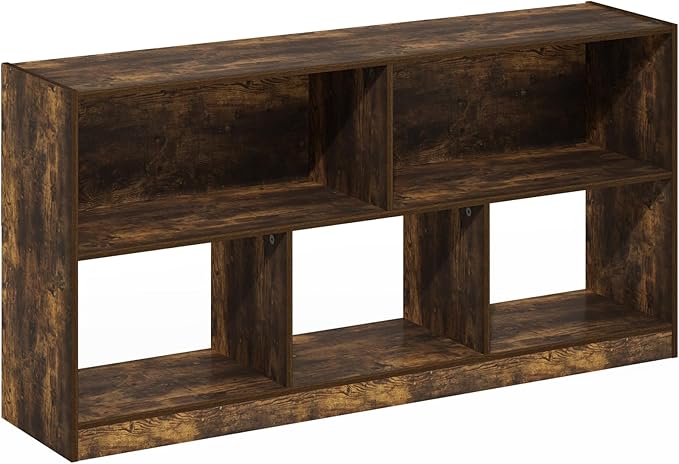 Furinno DALY Book Shelf, 5-Cube Bookshelf, Horizontal Cube Storage Organizer