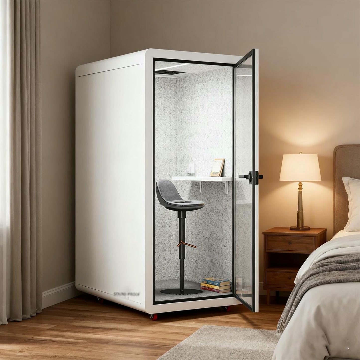 BTOIASYHF Mobile Office Pod Booth, Quiet Meeting Pod with Acoustic Panels, Sound Proof Room with Desk, Portable Removable Working Booth for Private Phone Calling Study