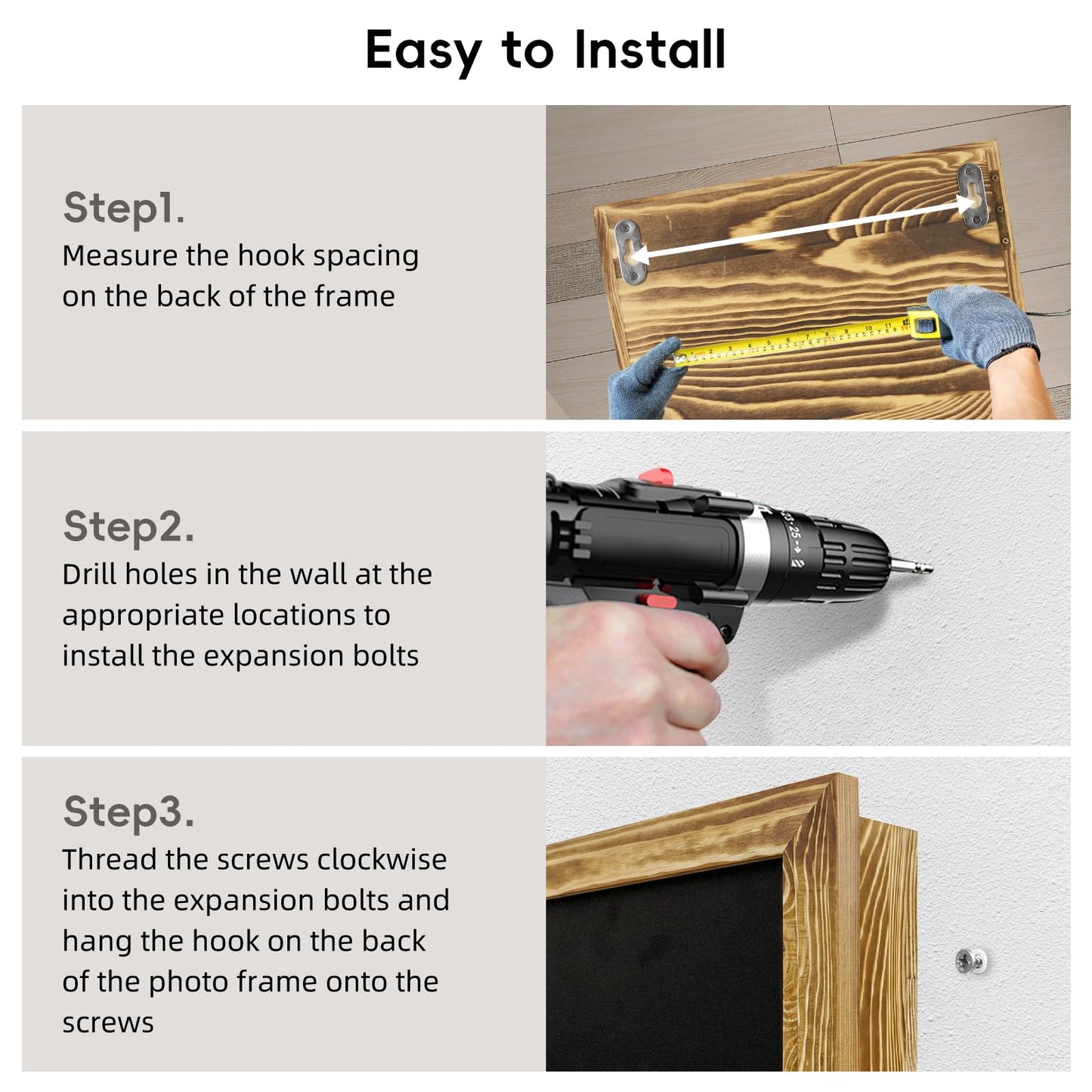 Dononr Hidden Gun Storage, Hidden Gun Safe for Pistols with Magnetic, Wooden Picture Frames for Handgun, Hidden Storage Gun Safe Home Furniture, Concealment Furniture Picture Frame Box, Rustic