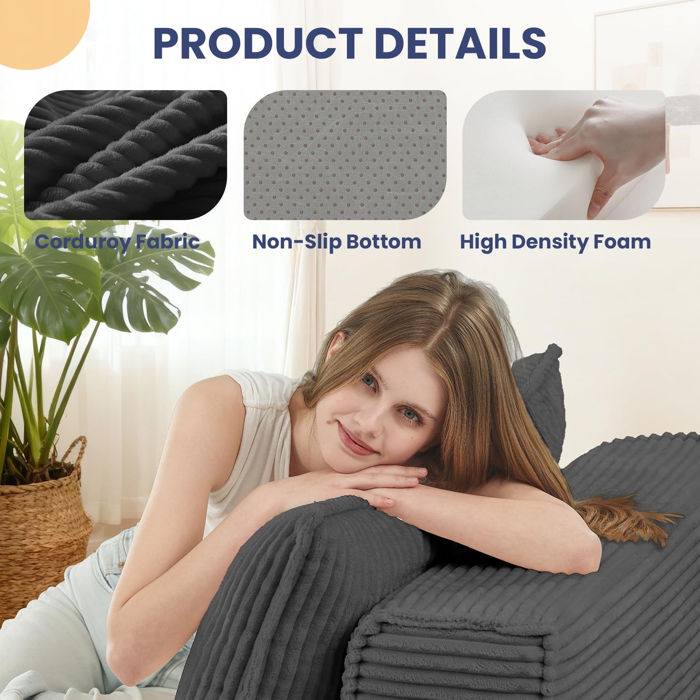 Erament Folding Sofa Bed, 8" Convertible Sleeper Sofa Fold Out Chair Bed with Pillow, Portable Floor Couch Lounge Sofa for Living Room Bedroom Guest Room, Grey