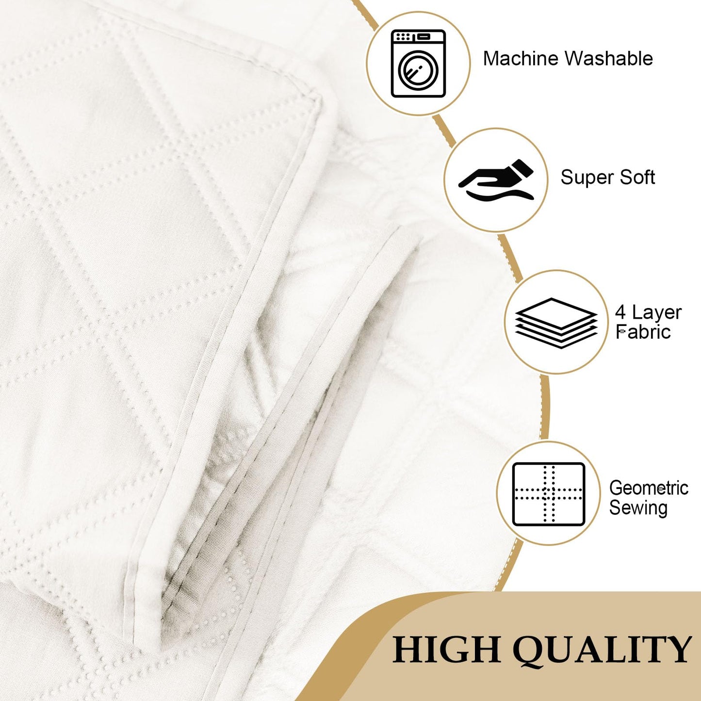 HDCAXKJ Waterproof Sectional Couch Cover L Shaped Sofa Covers Washable Corner Sectional Slipcovers Dog Pet Proof U Shape Furniture Protector with Upgraded Anti Slip Strips (Large, Creamy)