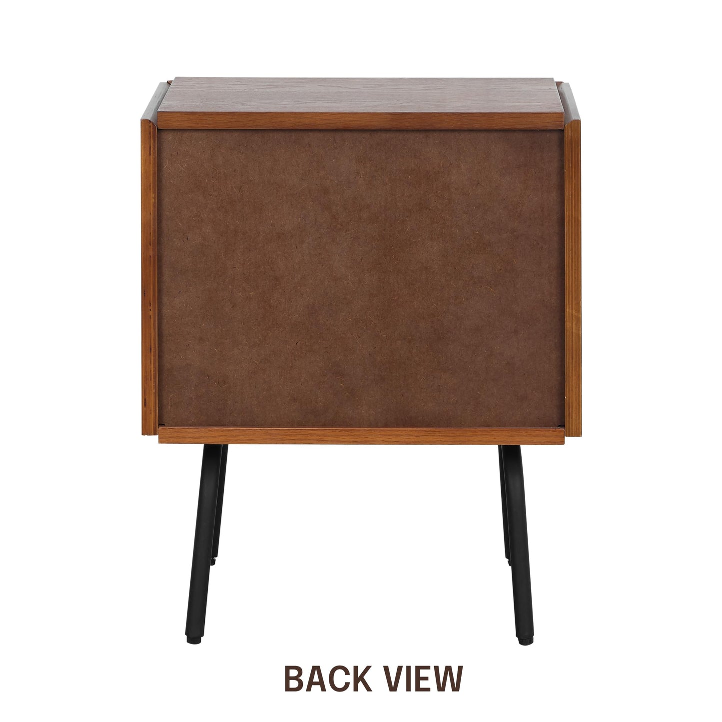 NTC Solid Oak Drawer Face Lulu Nightstand with Natural Rattan Drawer, Mid-Century Side Table for Bedroom, Bedside Furniture, End Table – Waterproof, Heat Resistant, Easy to Assemble – Dark Walnut