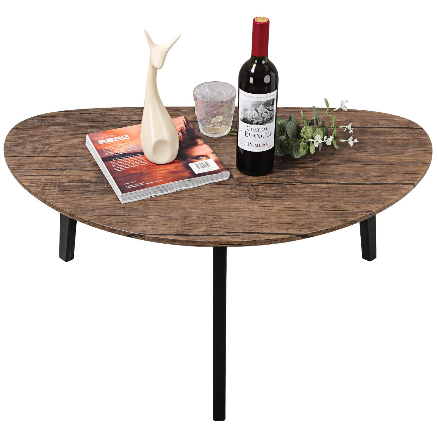 Modern Coffee Table Coffee Tables for Space Unique Simple Oval Center Table with Wood Frame for Living Room 19" D x 34" W x 16" H