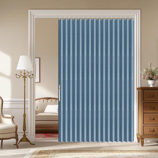 AJAZZ 100% Blackout Accordion Door Closet Door Curtain Invisible Applicable Bedroom Room Living Room Doorway （Blue 72" W x 78" L 1 Panel