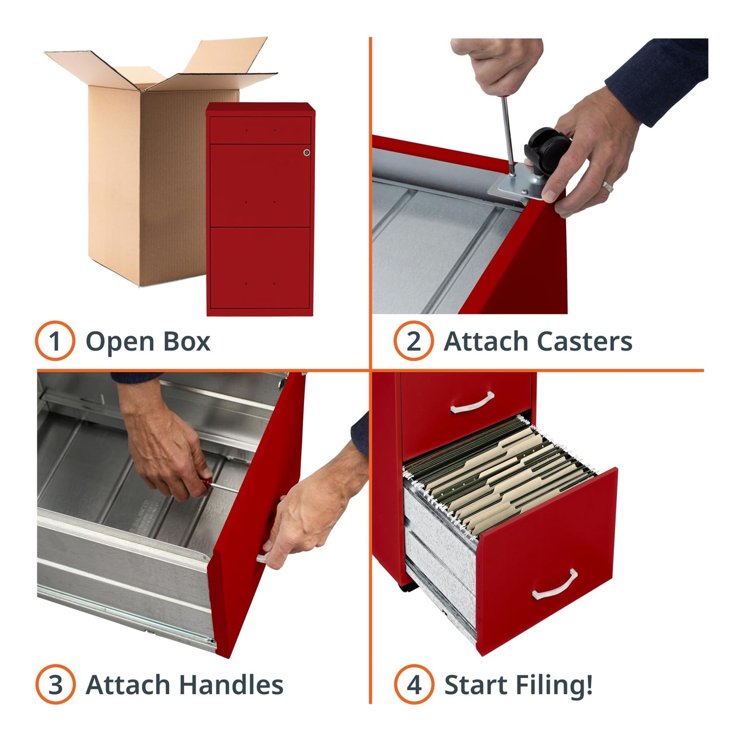 Lorell LYS SOHO Box/File/File Mobile Red File Cabinet, 3 Drawer