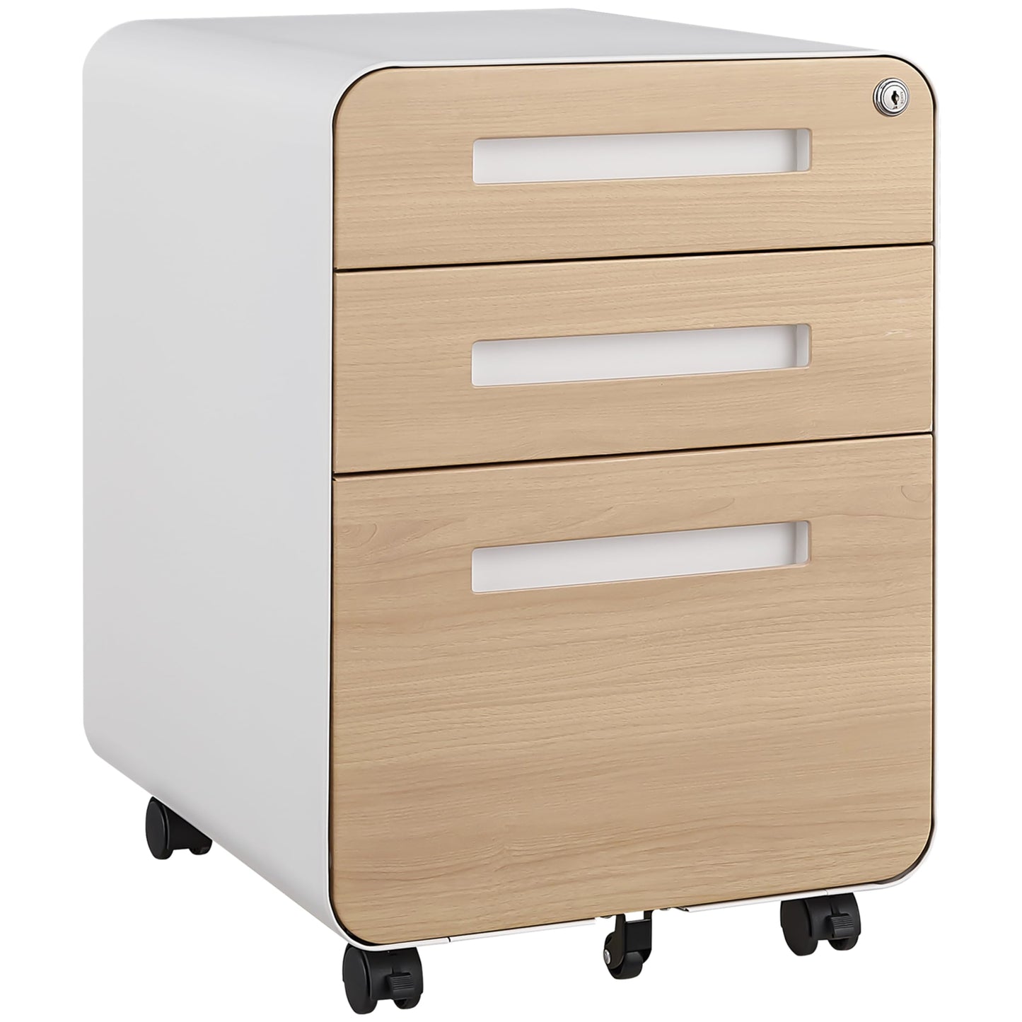 GarveeHome 3 Drawer Mobile File Cabinet with Lock, Under Desk Metal Filing Cabinet for Home Office, Under Desk Storage with 5 Wheels for A4/Letter/Legal Size, Fully Assembled