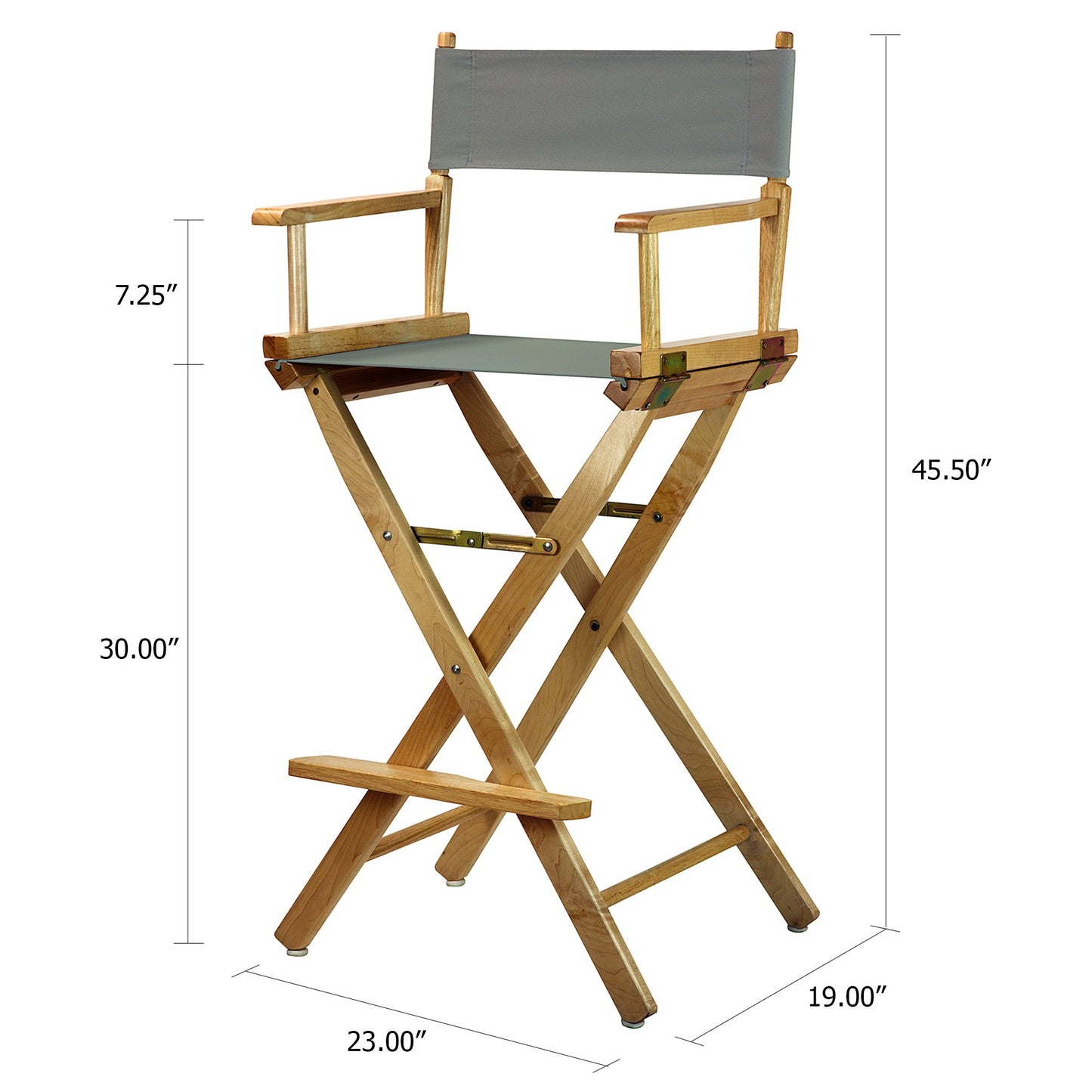 Casual Home 30" Director's Chair Natural Frame-with Grey Canvas, Bar Height